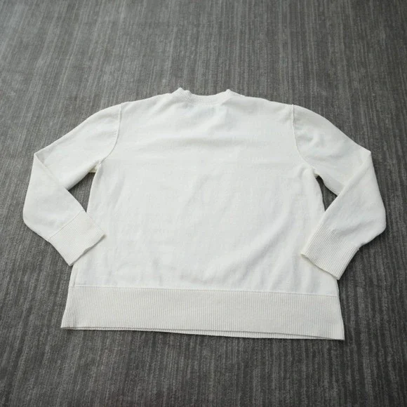 L.L. Bean Sweater Women Cotton Cashmere Pull Over White Long Sleeve Large - Picture 13 of 13